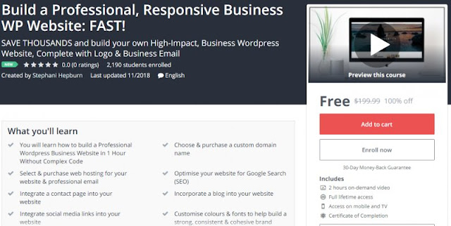 [100% Off] Build a Professional, Responsive Business WP Website: FAST!| Worth 199,99$ 