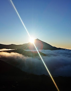 テイデ山と雲海と夕陽