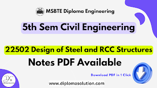 22502 Design of Steel and RCC Structures Notes PDF | MSBTE Civil Engineering All Units Notes PDF