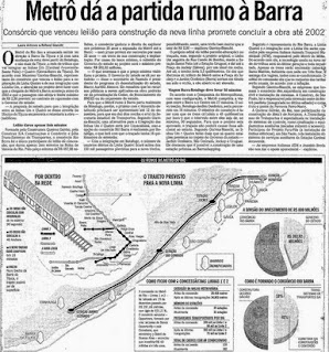 Metrô Dá Partida Rumo à Barra