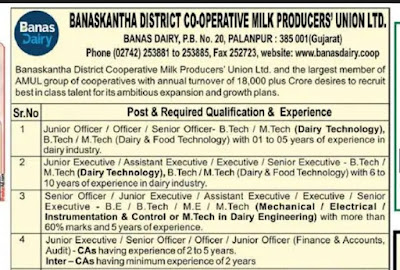 Banas dairy recruitment 2023