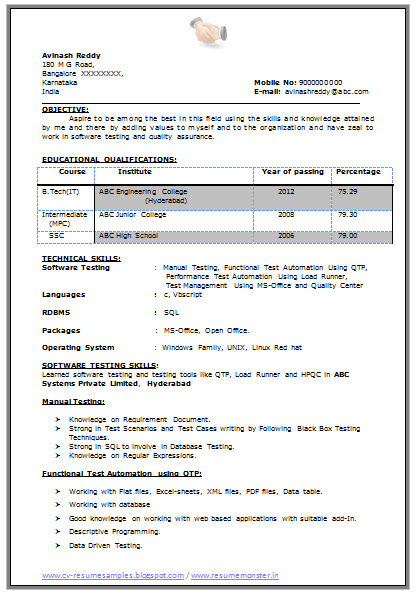 ... Download Link for B Tech Resume Fresher No Experience Free Download