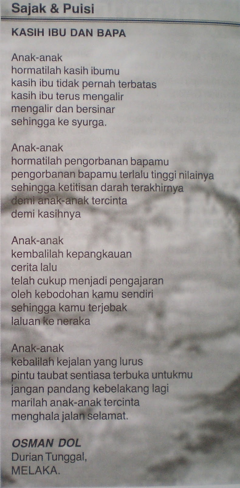 Sajak Ibu dan Bapa Seronoknya Belajar Bahasa Melayu 