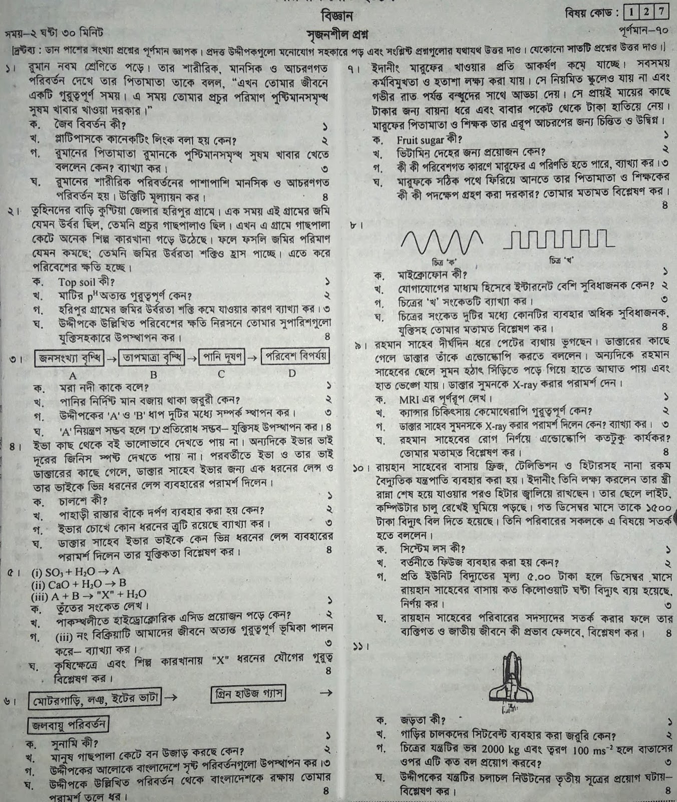 SSC General Science suggestion, question paper, model question, mcq question, question pattern, syllabus for dhaka board, all boards
