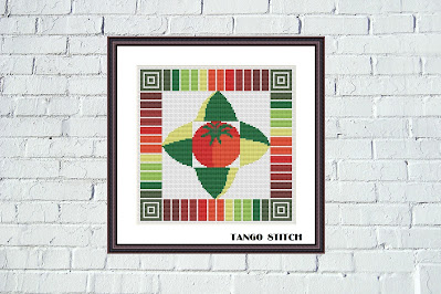 Tomato kitchen abstract art cross stitch pattern - Tango Stitch