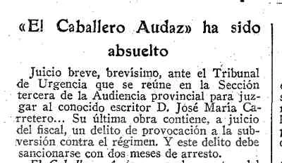 Noticia periodistica: Jose María Carretero es absuelto por los tribunales.