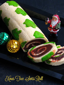 Christmas tree swiss roll cake