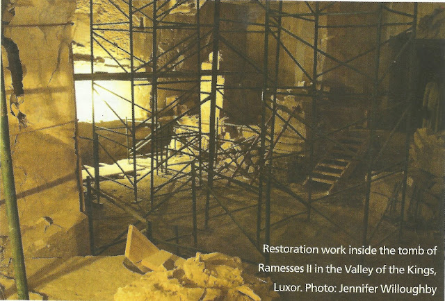 Restoration work inside the tomb of Ramesses II in the Valley of the Kings, Luxor. Photo: Jennifer Willoughby