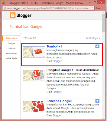 Cara Mambuat Widget Google +1 di Blog