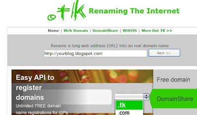  Using Dot.tk domain in Blogger