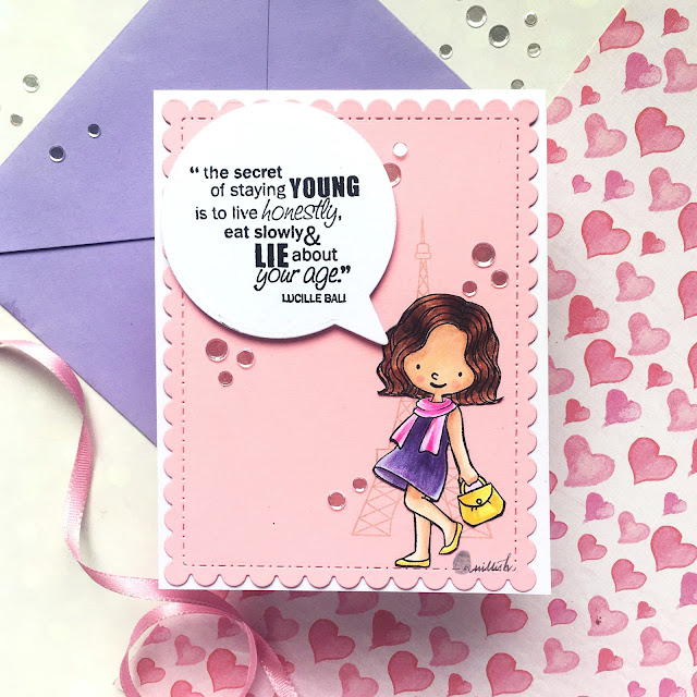 Funny card, Funny Birthday card, Cute and funny MFT stamps card, Crads for girls, Time out challenge, Quillish