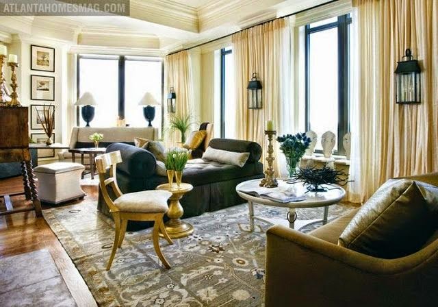 beautiful traditional gray and white large open living room gold accents
