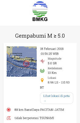 gempa bumi hari ini minggu 18 februari 2018