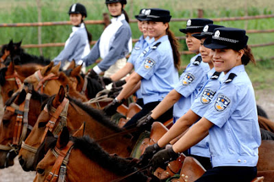 mounted chinese policewomen