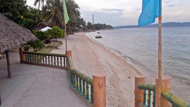 view of the white sandy beach at Haven of Fun Resort in San Antonio, Dalupiri Island, Northern Samar