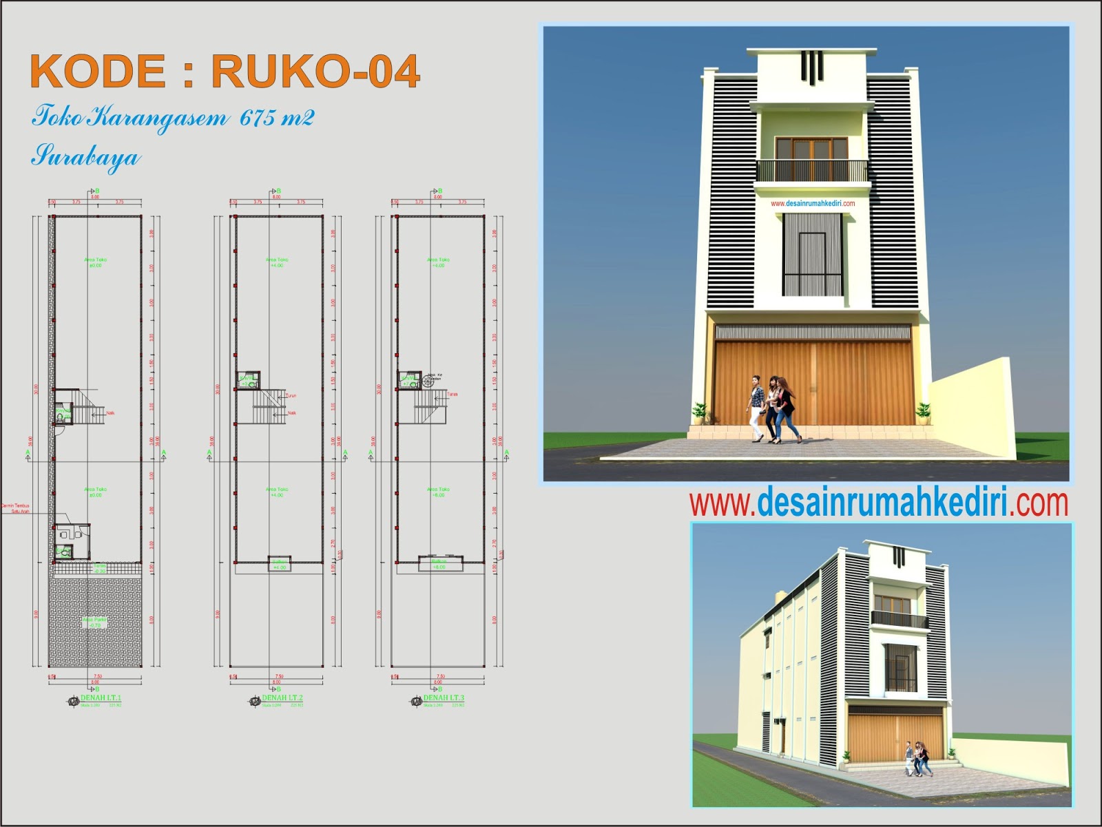 RUKO 04 Ruko Minimalis 3 Lantai Surabaya Jasa Desain Rumah Terpercaya