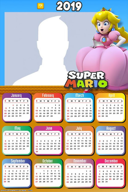 Calendario 2019 de Super Mario Bros para Imprimir Gratis. 