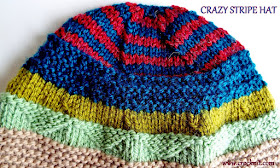 how to knit, free knit patterns, slouchy hats, crazy stripe hats,