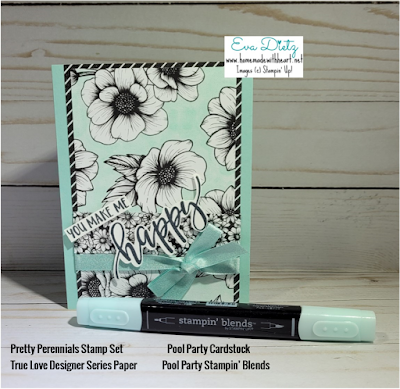 Vertical Mint Macaron black and white floral You Make Me Happy Card