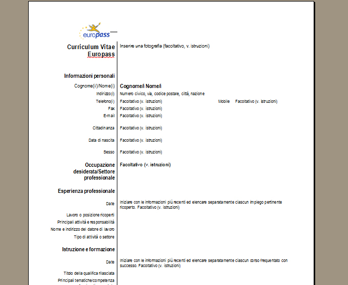 Curriculum vitae: Europass: Scarica il CV