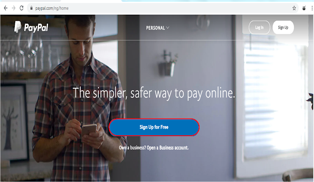 PayPal homepage