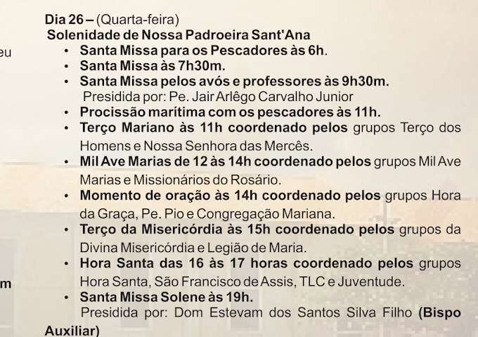 Dia 26 é festa da Padroeira do Rio Vermelho, confira a programação religiosa