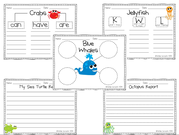 http://www.teacherspayteachers.com/Product/Under-the-Sea-Informational-Writing-Pack-1117140