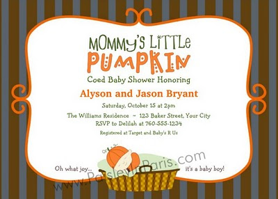 Mommy's Little Pumpkin Baby Shower Invitations