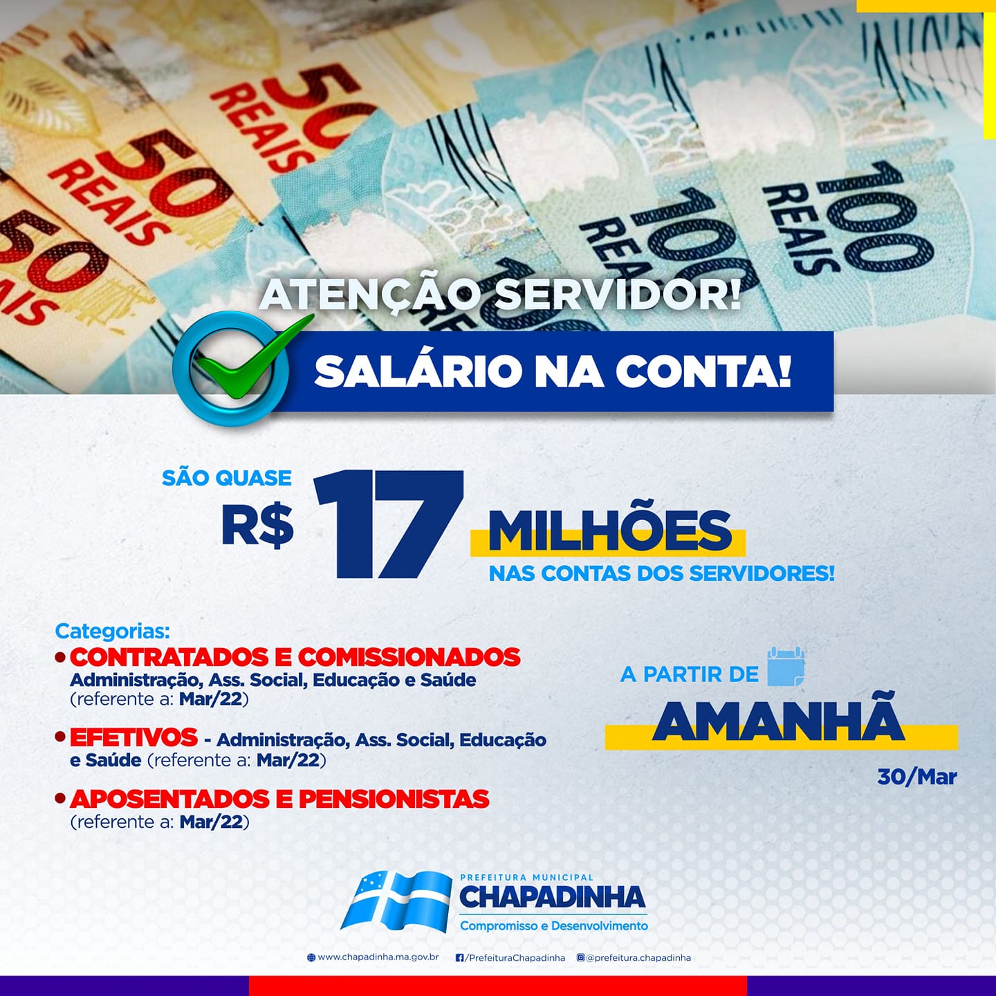 SALÁRIO NA CANTA | A Prefeitura de Chapadinha, realiza o pagamento dos servidores públicos de todas as categorias