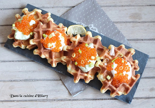 Gaufres et chantillys salées (citron et avocat) aux œufs de truite