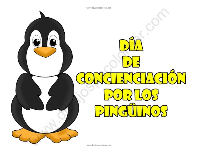 Día de Concienciación por los Pingüinos dibujo a color y para colorear