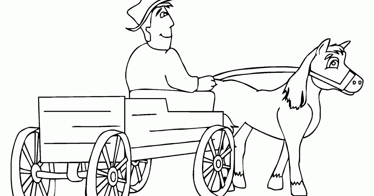 Gambar Mewarnai Kereta Kuda Petani - Contoh Anak PAUD