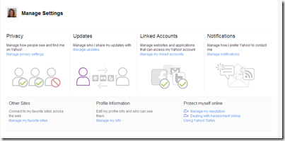 Yahoo Manage Settings