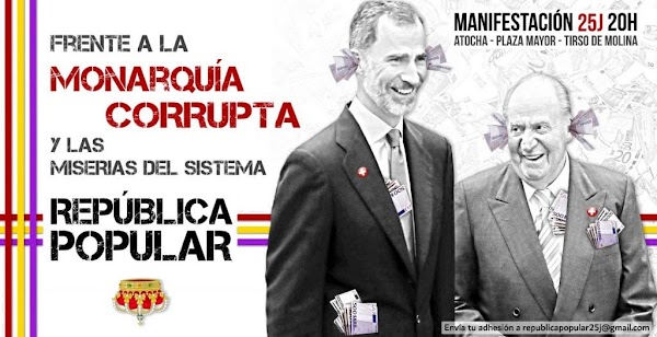 Convocan una manifestación contra la “monarquía corrupta” el 25 de julio