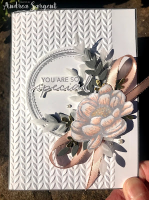 Tasteful Textures, Andrea Sargent, Stampin Up, Art With Heart, AWHT, Colour Creations, Creative Showcase, blog hop, Basic Gray, Tasteful Labels, Forever Flourishing