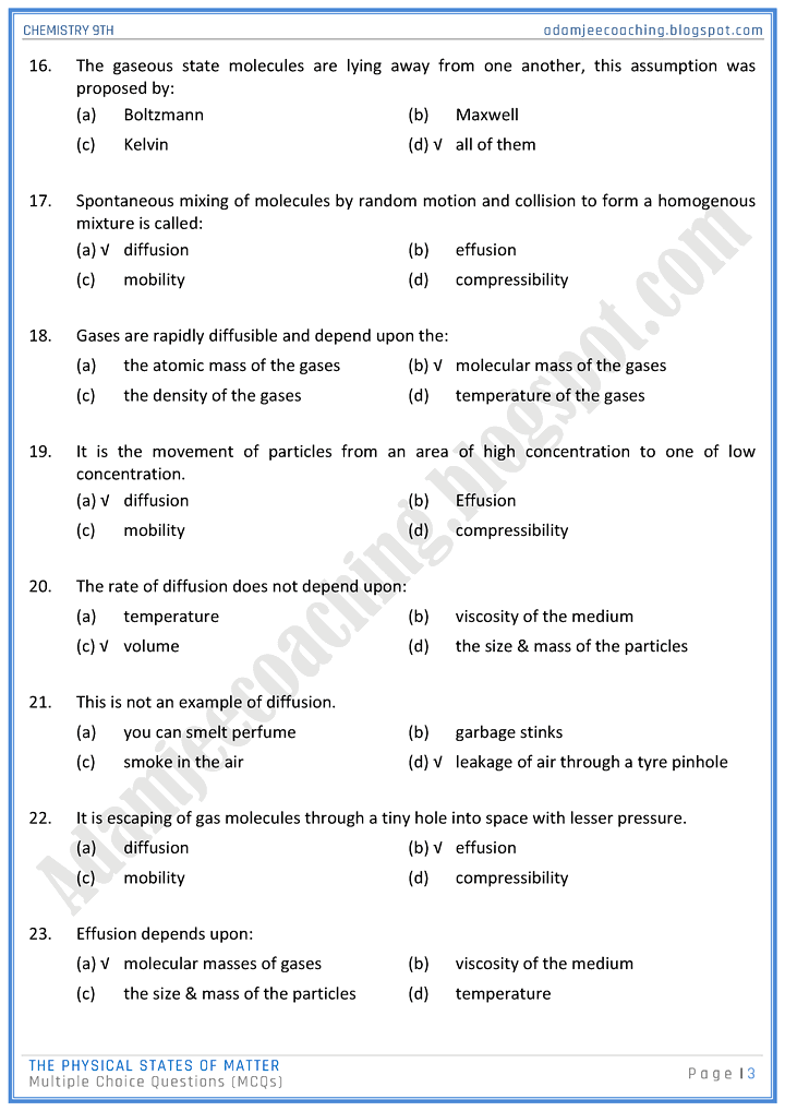 the-physical-states-of-matter-mcqs-chemistry-9th