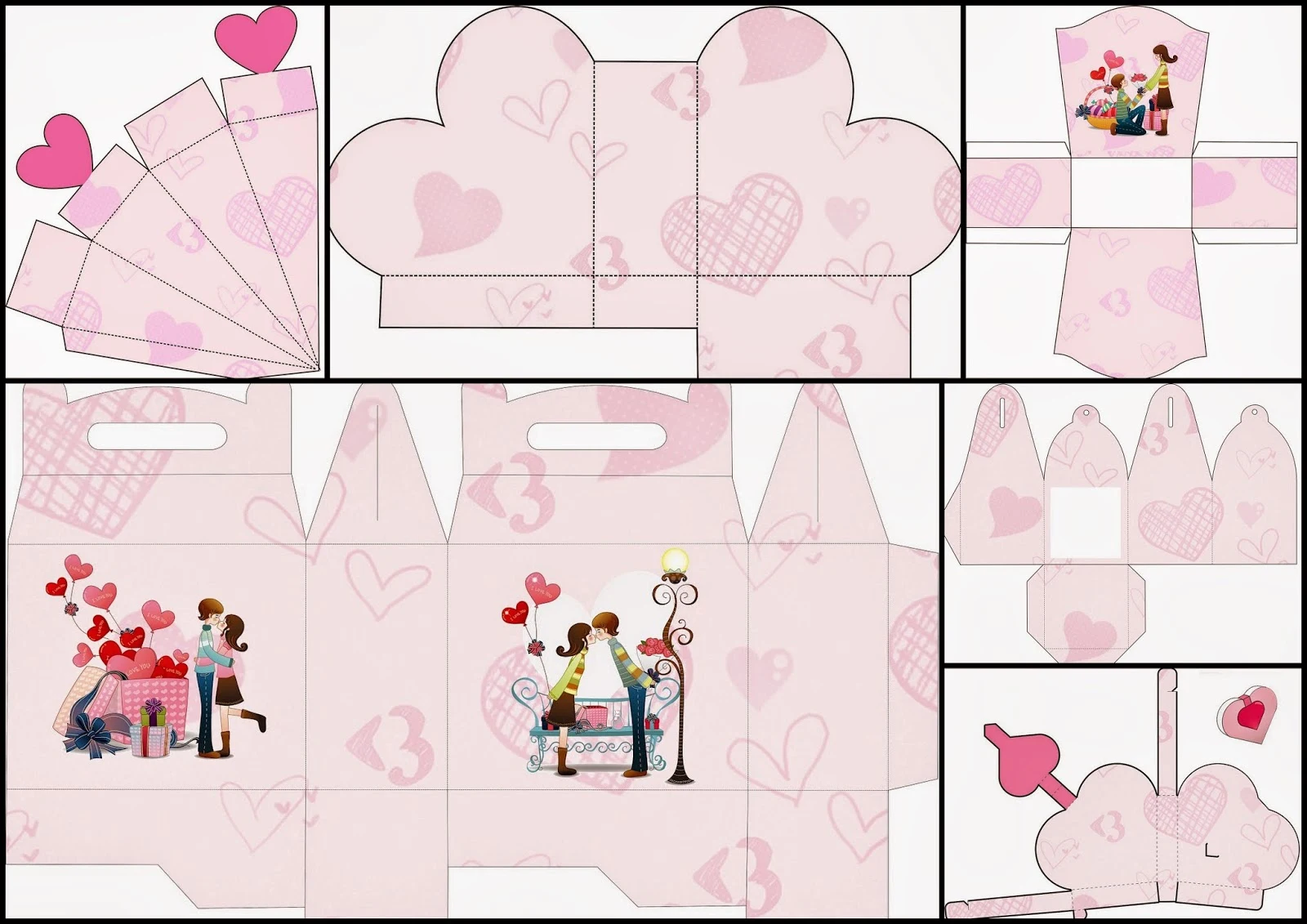 Valentine´s Couple: Free Printable Boxes.