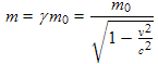 equation for relativistic mass