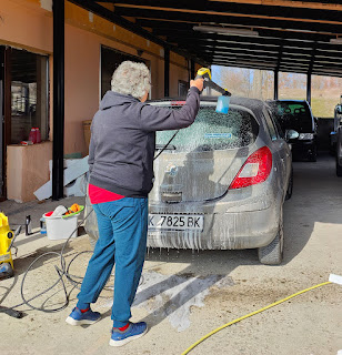 Grandma starting to wash Betty