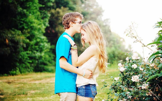 Romantic Love couple during kiss