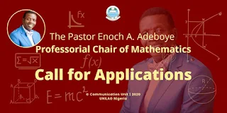 UNILAG - Pst. E.A Adeboye Professorial Chair of Mathematics Vacancy 2021