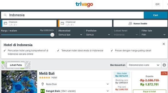 situs terbaik traveling pesan hotel murah terpercaya Trivago