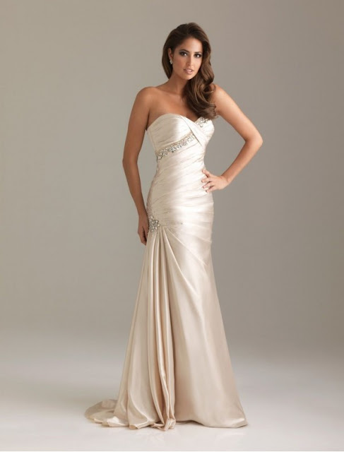 Satin Sweetheart Strapless Neckline Mermaid Prom Dress with Side Gathered Skirt