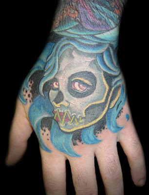 Zombie Girl Tattoo and Water Hand Tattoo