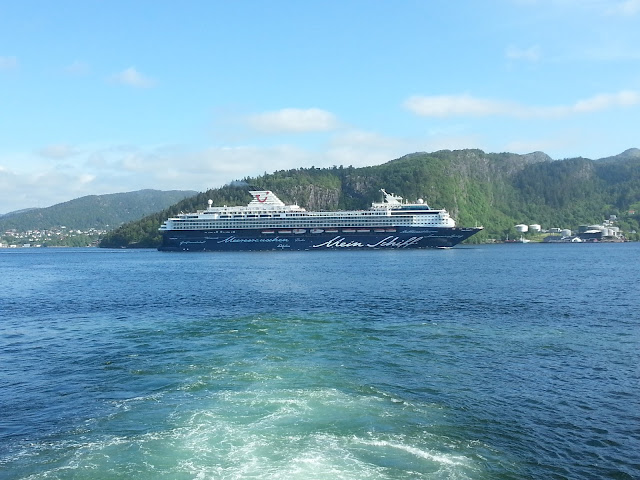 TUI cruise ship Mein Schiff 1 in Bergen, Norway; Fjord cruise; Ships in Bergen