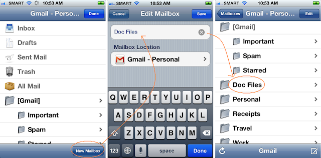 How to add a new mailbox in Mail app in iPhone 4S.