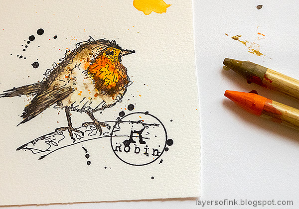 Layers of ink - Winter Robin Tag with Clear Background tutorial by Anna-Karin Evaldsson.