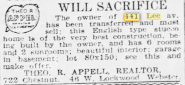 441 lee avenue webster groves mo Lewis Homes Ardmore sale ad 1928