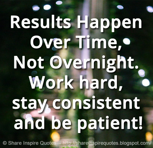 Results Happen Over Time, Not Overnight. Work hard, stay consistent and be patient!