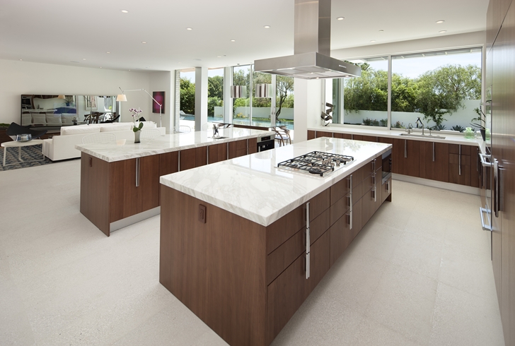 Kitchen in Sunset Plaza Drive modern mansion in Los Angeles